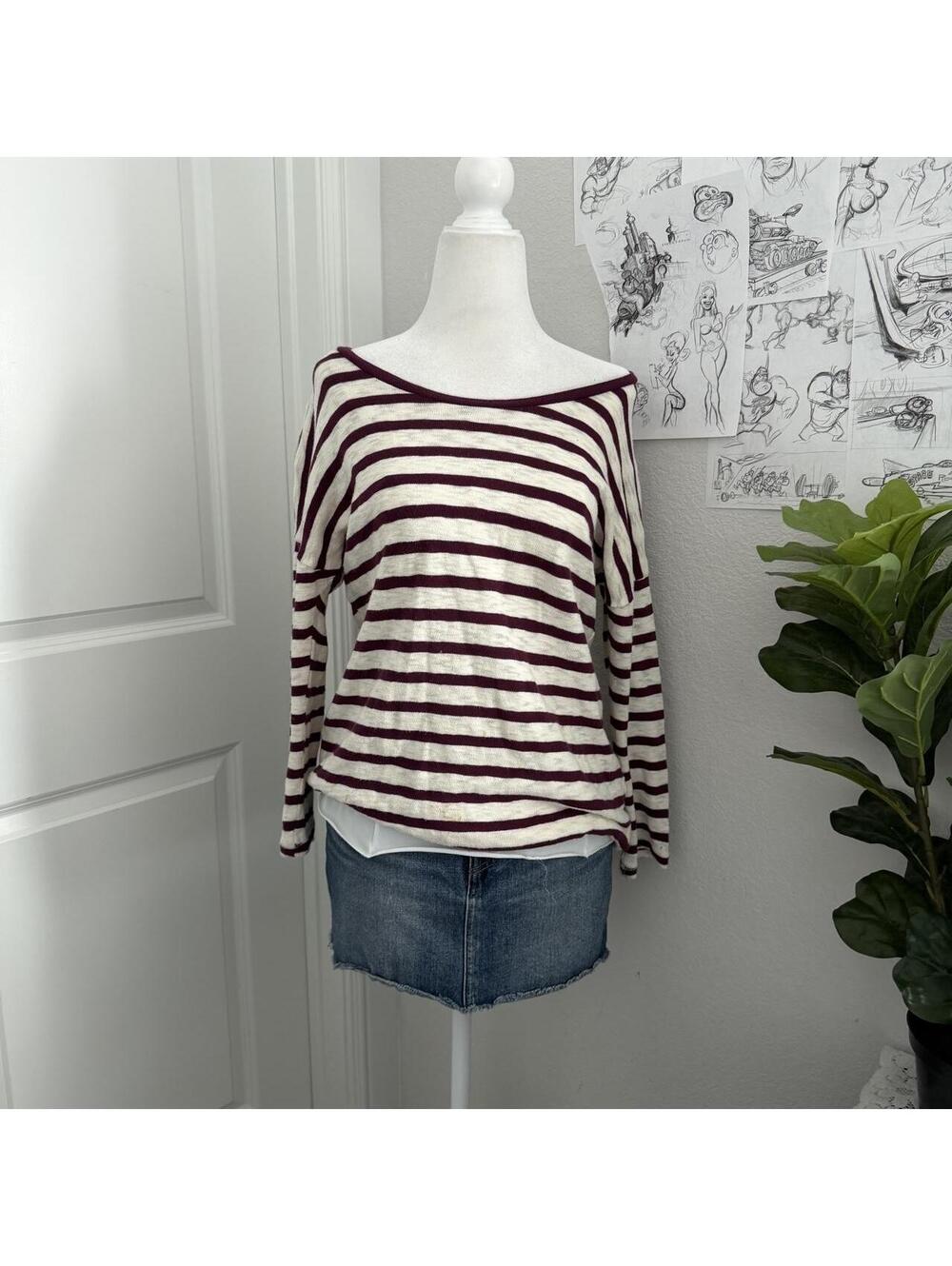 Sonoma 100% cotton striped off the shoulder top